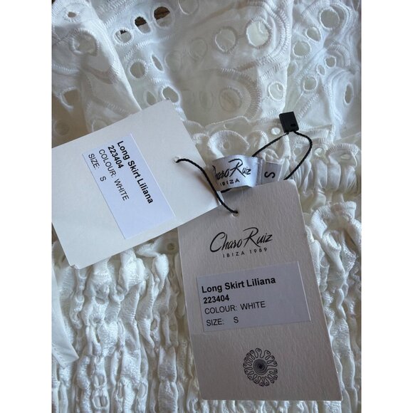 Charo Ruiz Ibiza Liliana Eyelet Midi Skirt White Fruition Womens Size Small - Picture 10 of 10